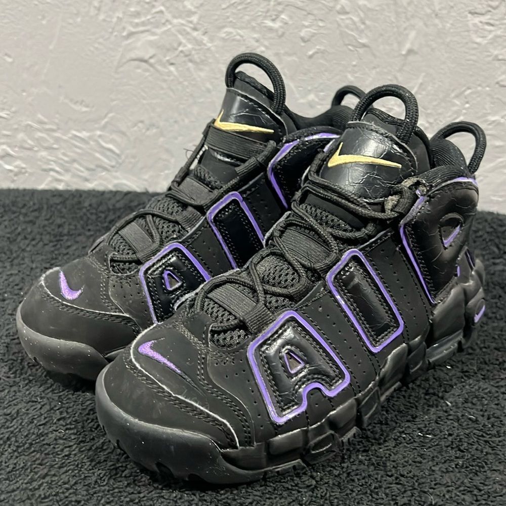 🔥🏀 NIKE Air More Uptempo Kids 3Y Black/Purple Basketball Shoes DX5955 001 - GU